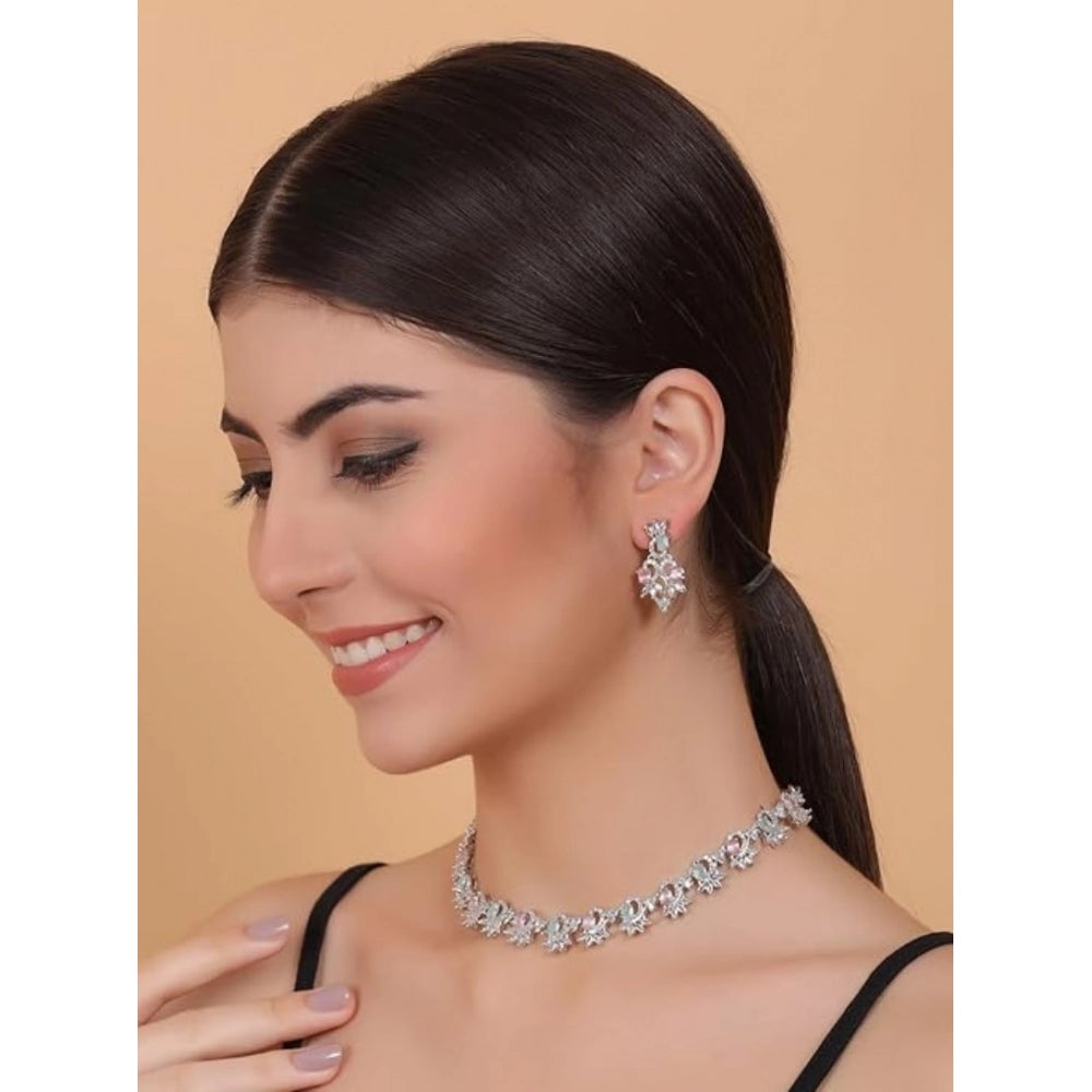 Women's Brass Silver Plated Necklace Set · 2061