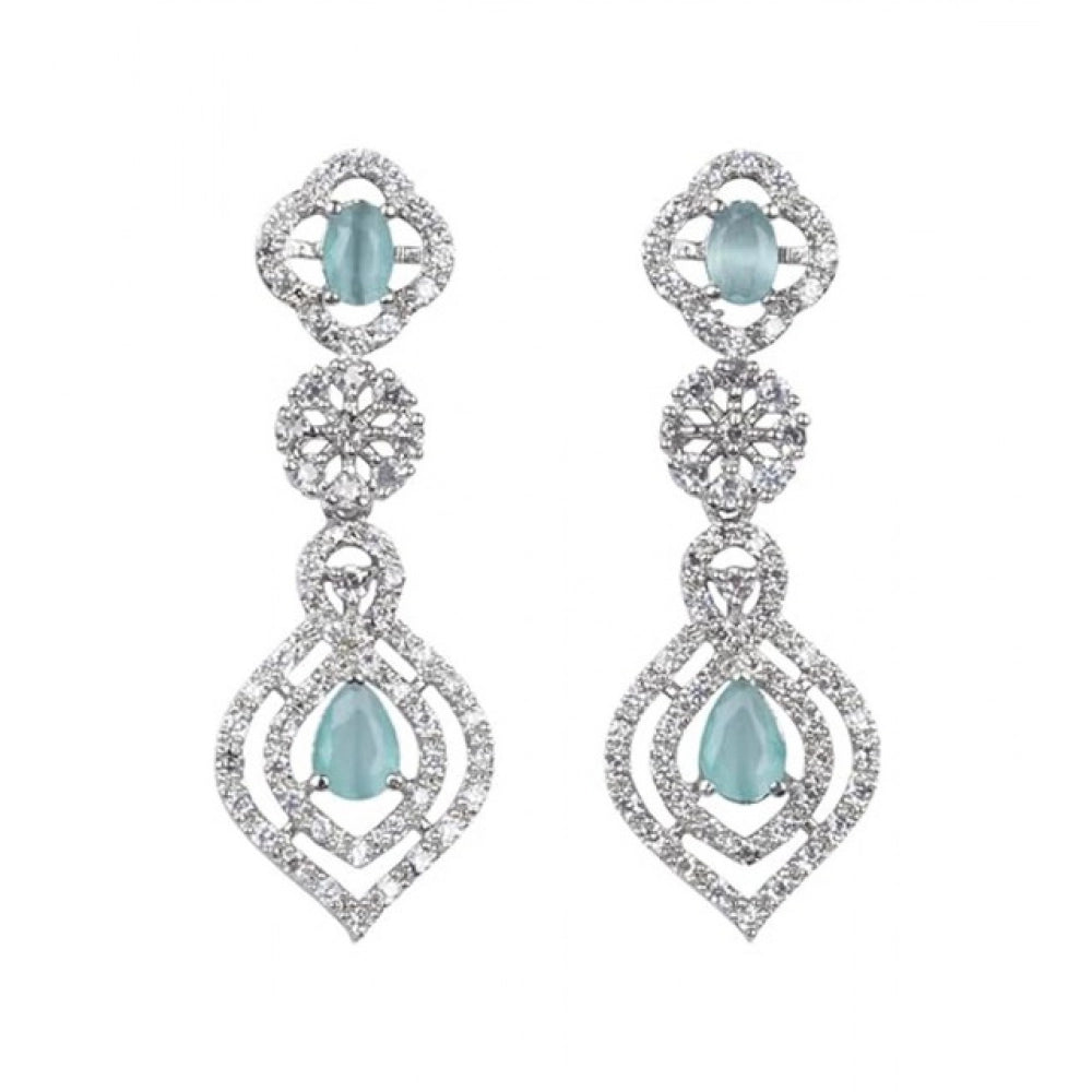 Women's Brass Silver Plated Necklace Set — Turquoise · 2069