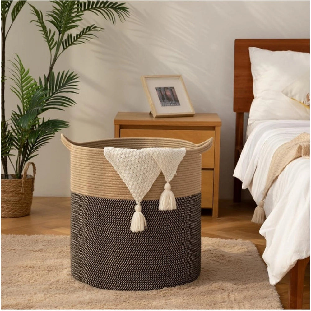 Cotton 12X14 Inch - Mix Storage Basket For Clothes — Dark-Brown