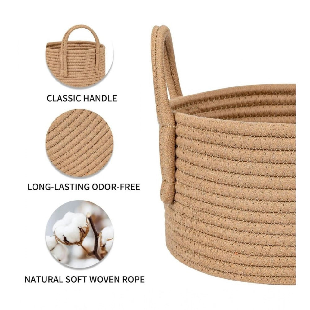 Cotton Pack Of_1 Basket 7X5 Inch Storage Basket For — Beige