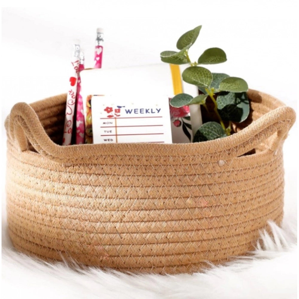Cotton Pack Of_1 Cat Basket 8X4 Inch Storage Basket — Beige