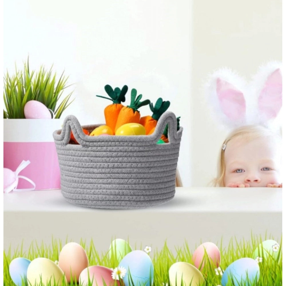 Cotton Pack Of_1 Cat Basket 8X4 Inch Storage Basket — Grey