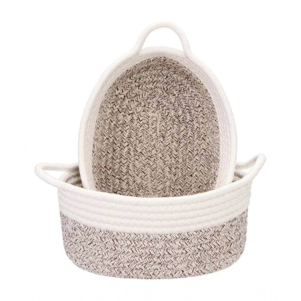 Cotton Kidi 2 Pcs Storage Basket For Clothes — White