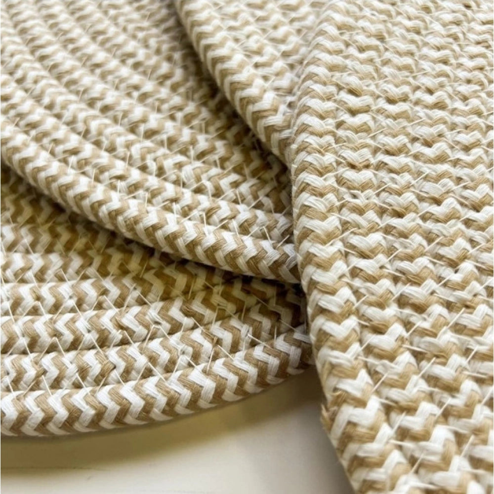 Cotton Dining Table Round Placemat Mats Set Of 4 — Beige-White