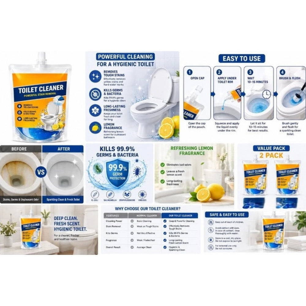 Ultra Clean Toilet Gel Liquid Cleaner Pouches 100 mls · Pack of 2