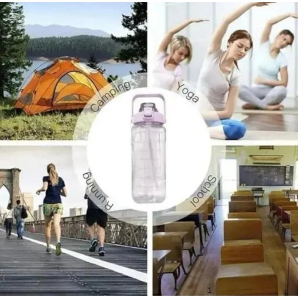 3 Pcs Transparent Motivational Water Bottles — Pink