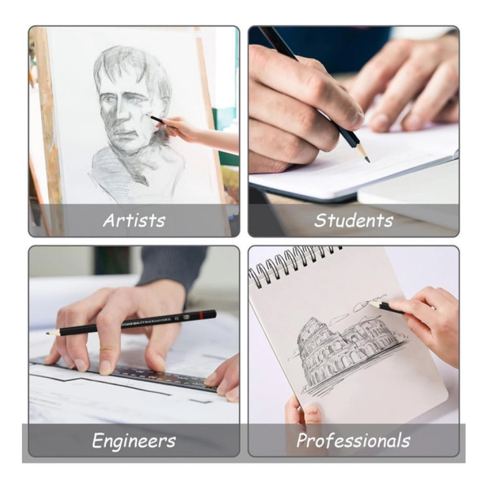 12 Pcs Art Pencil Kit Sets · Pack of 2 — Black