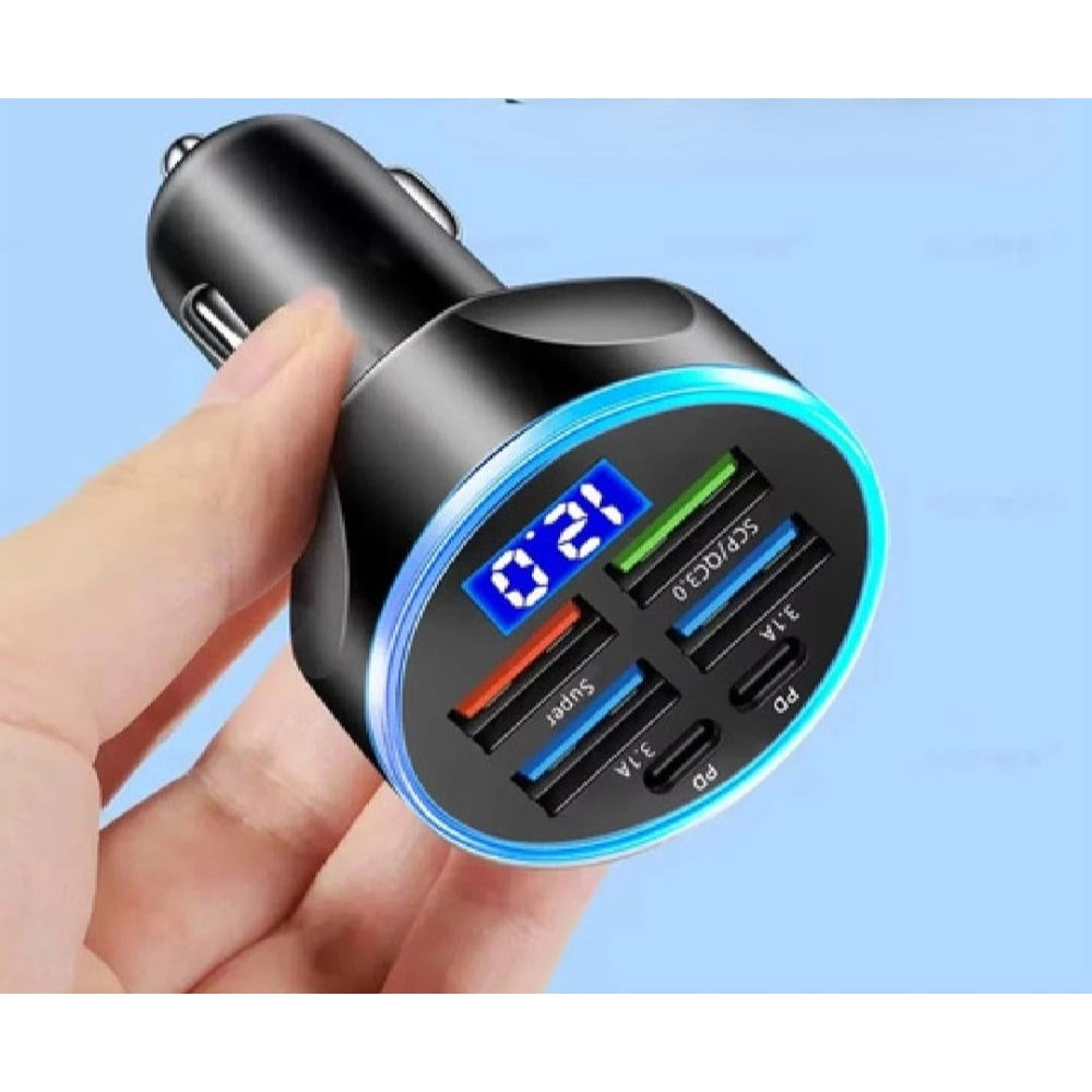 6 In 1 Car Chargers · Pack of 2 — Black