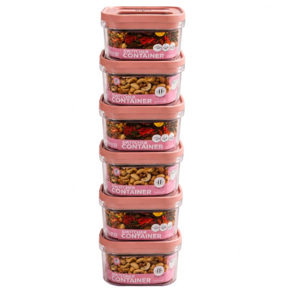 Switchers Airtight Storage Container Set 1250 mls · Pack of 6 — Pink