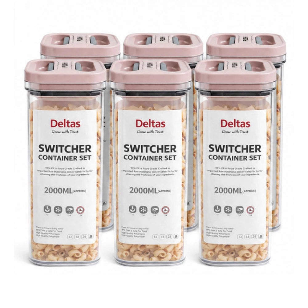 Switchers Airtight Storage Container Set 2000 mls · Pack of 6 — Pink