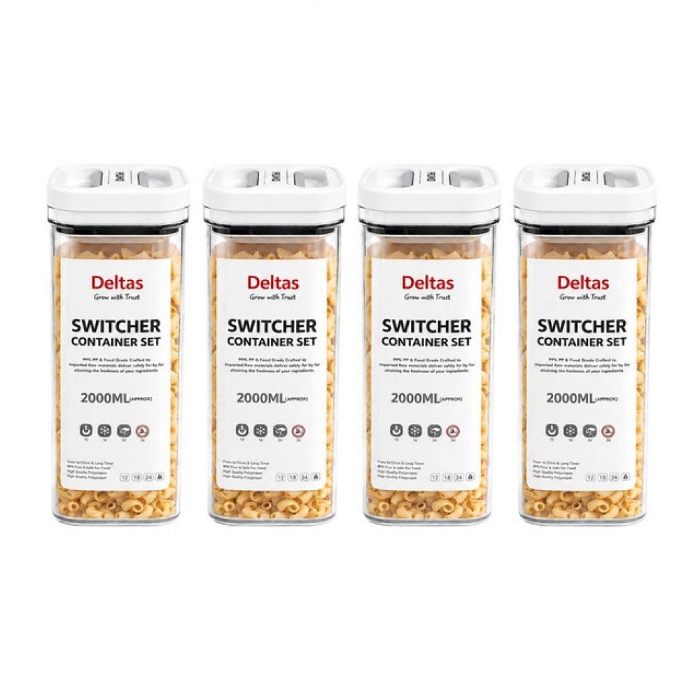 Switchers Airtight Storage Container Set 2000 mls · Pack of 4 — White
