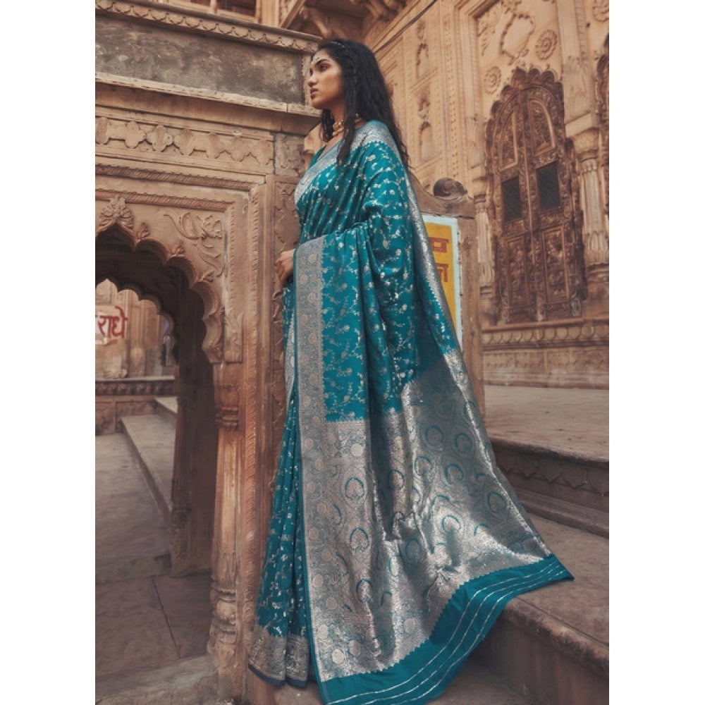 Women's Art Silk Printed Saree — Teal