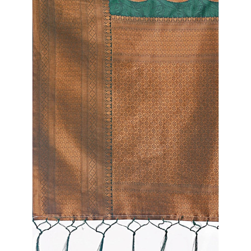 Women's Banarasi Silk Printed Saree — Green · 2500