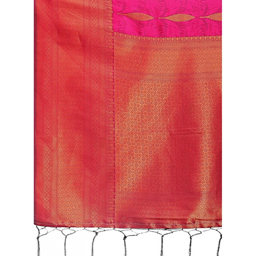 Women's Banarasi Silk Printed Saree — Magenta · 2502