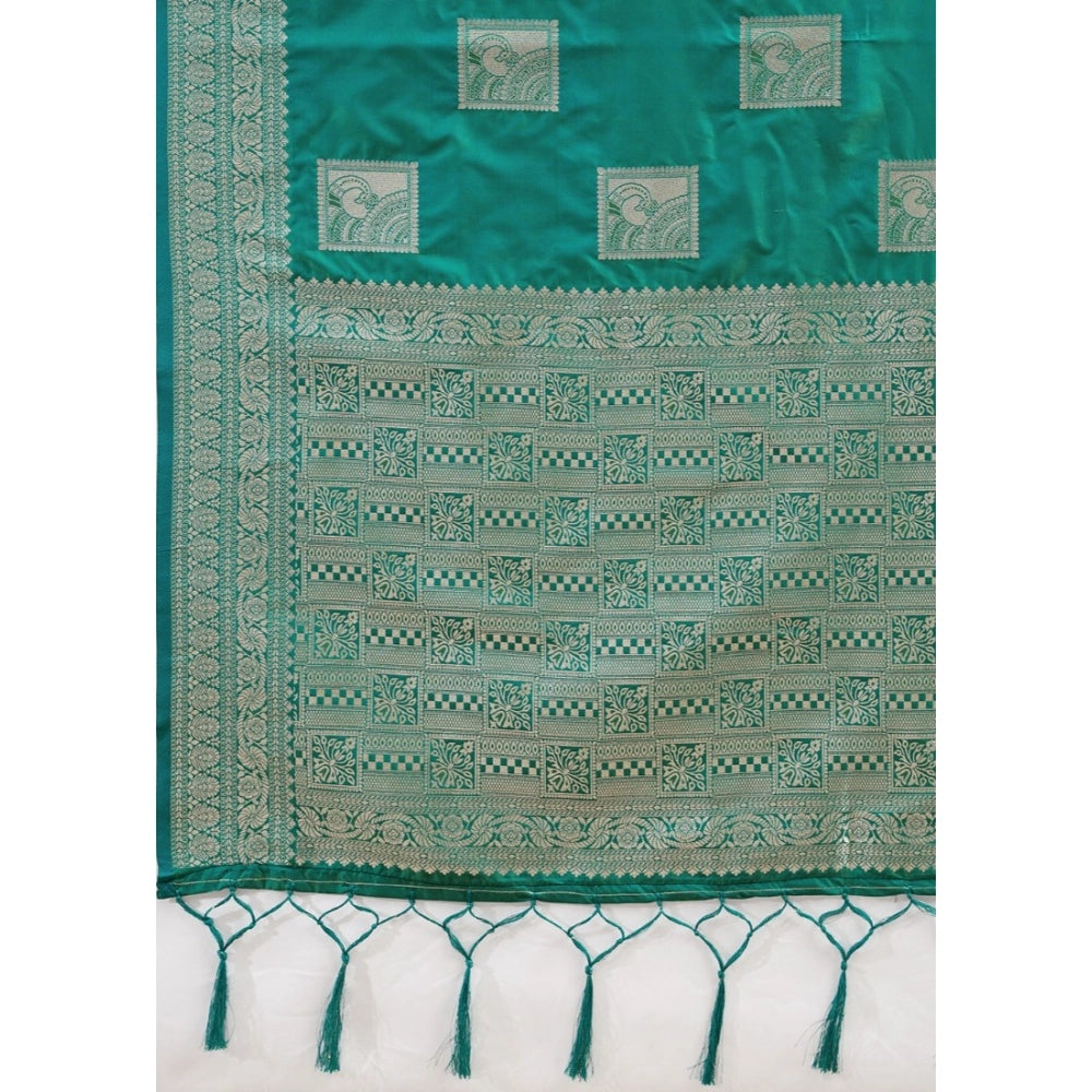 Women's Silk Blend Printed Saree — Sea Green · 2521