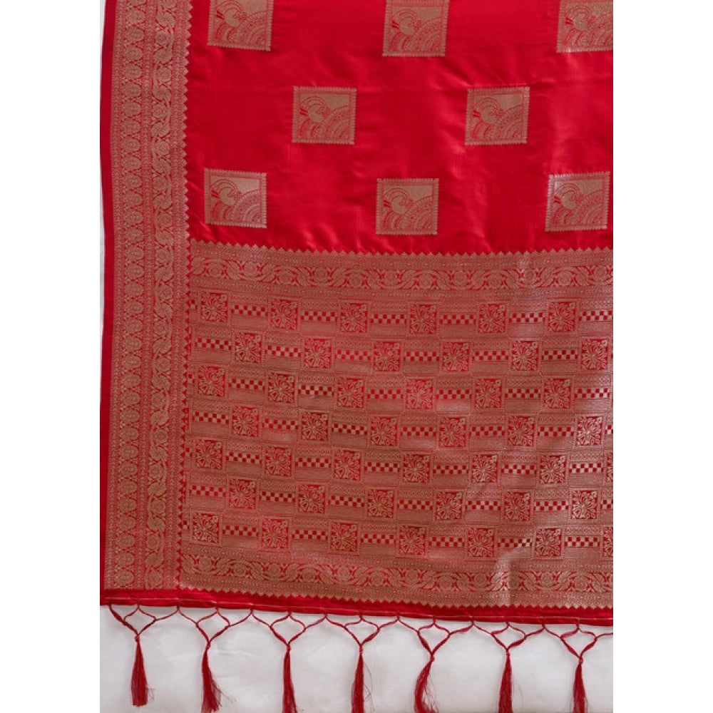 Women's Silk Blend Printed Saree — Red · 2522