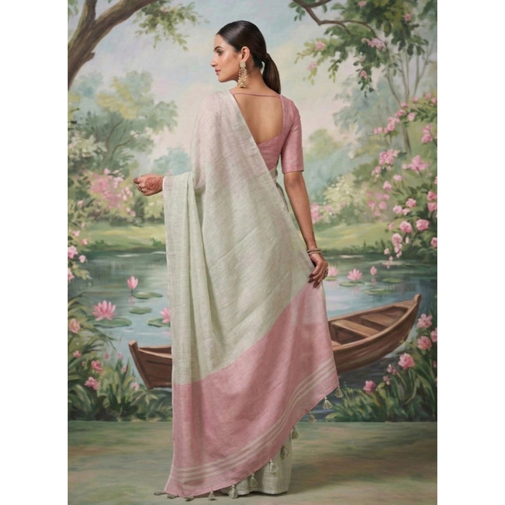 Women's Tissue Silk Solid Saree — Silver