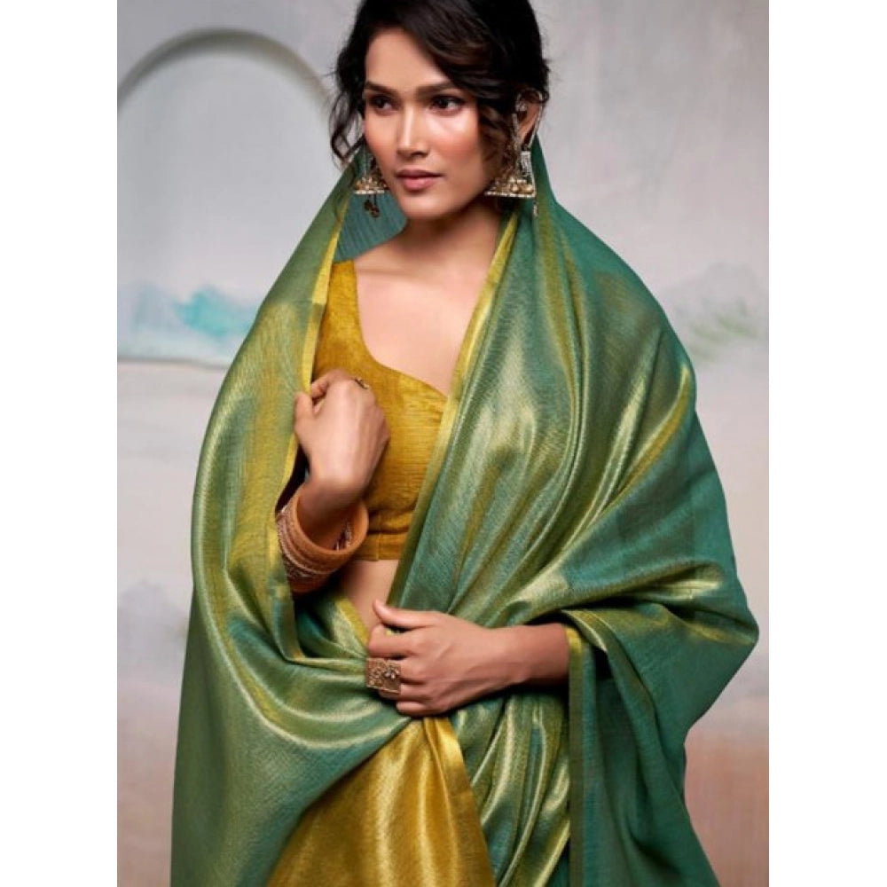 Women's Tissue Silk Solid Saree — Light Green