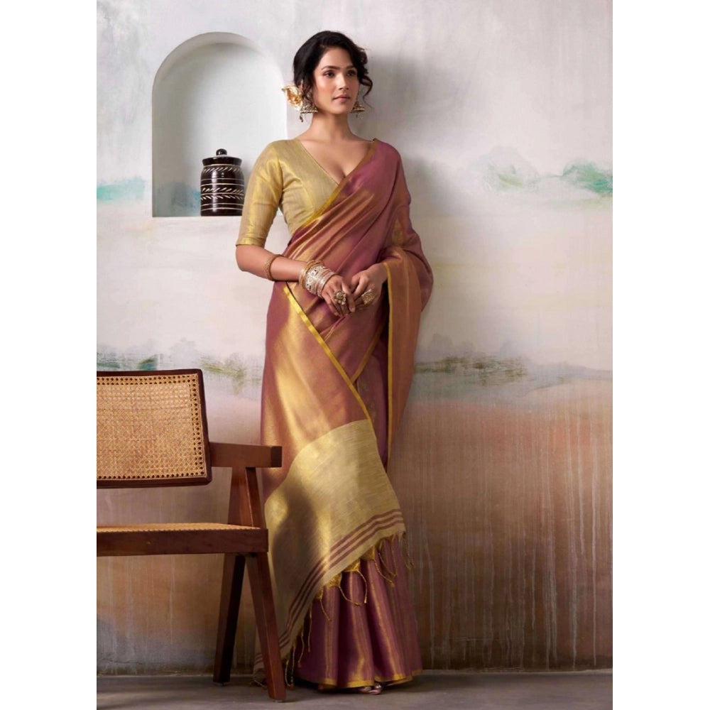 Women's Tissue Silk Solid Saree — Purple