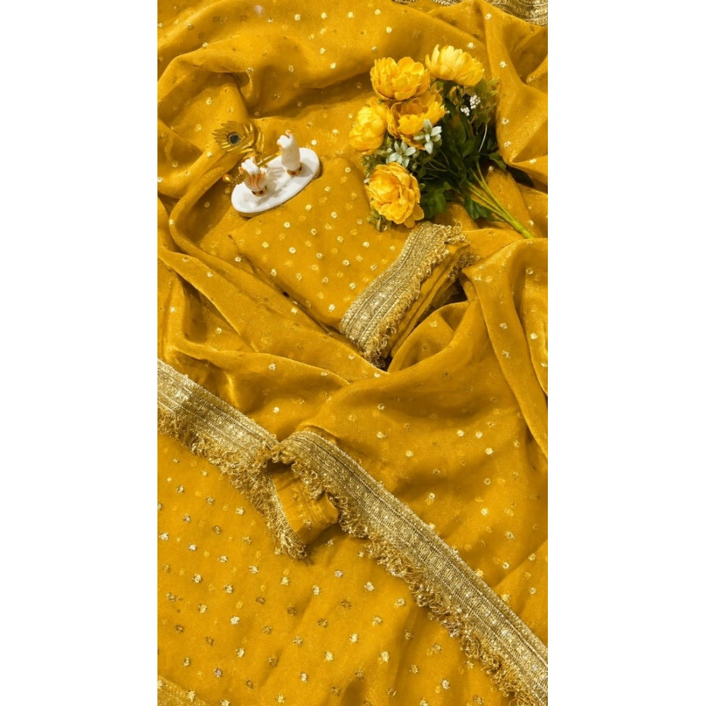 Women's Silk Embellished Saree — Yellow