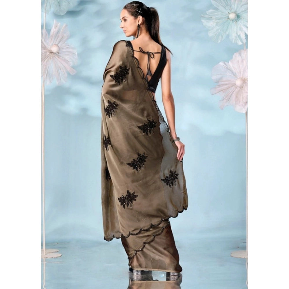 Women's Viscose Silk Embroidered Saree — Beige · 2655