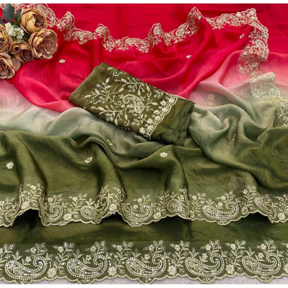 Women's Satin Embellished Saree · 2660