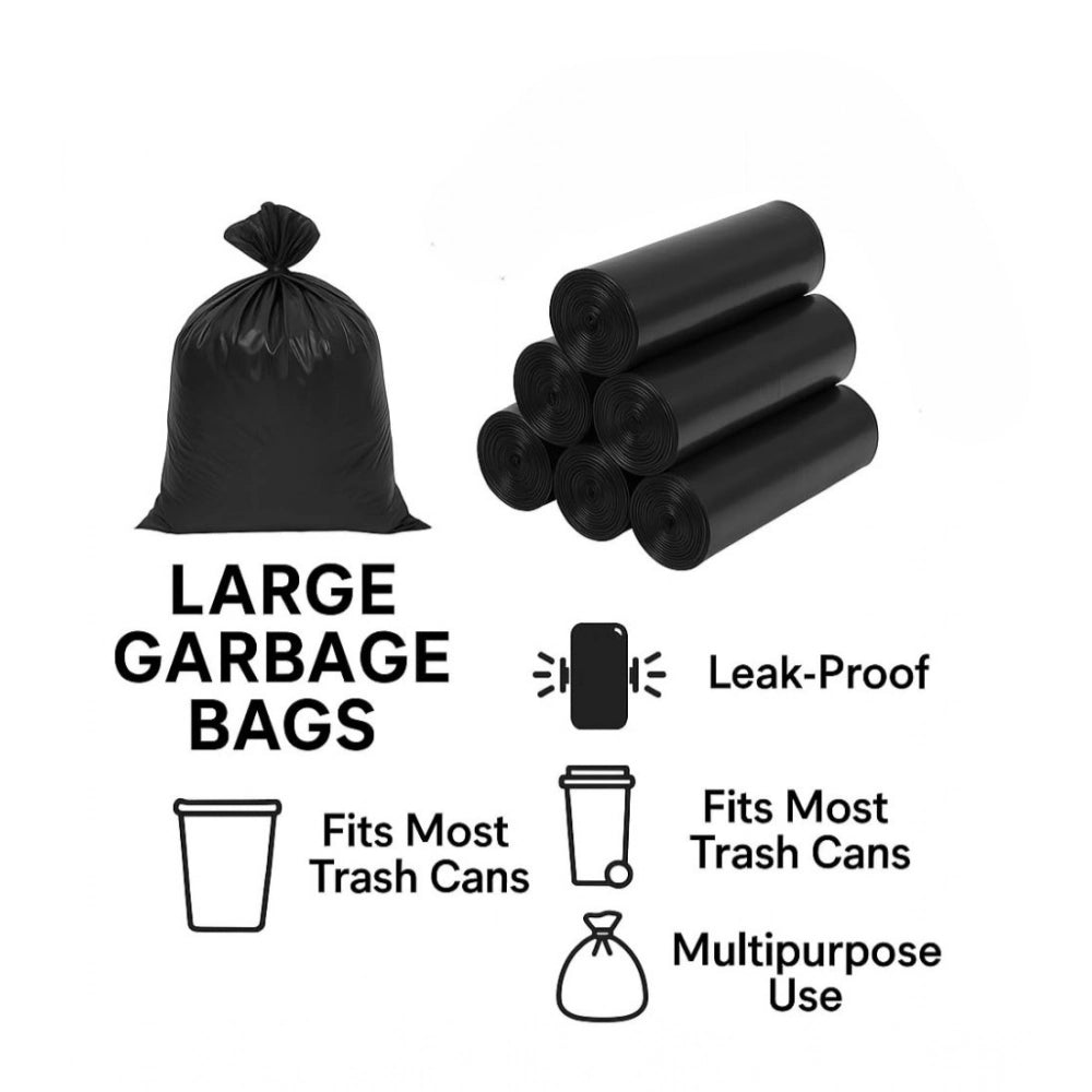 25×30in Garbage Bags · Pack of 12 — Black