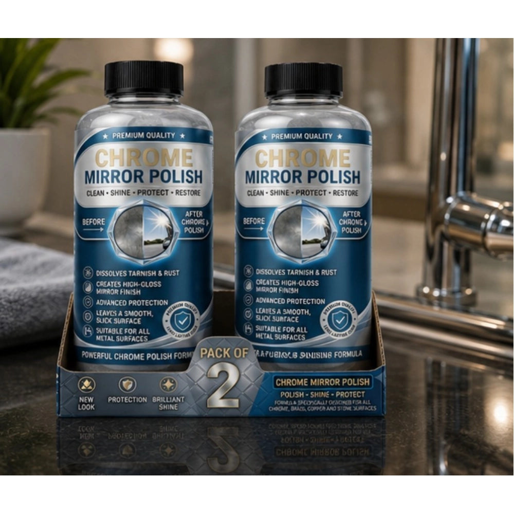 Chrome Mirror Polish Liquid Bottles 100 mls · Pack of 2