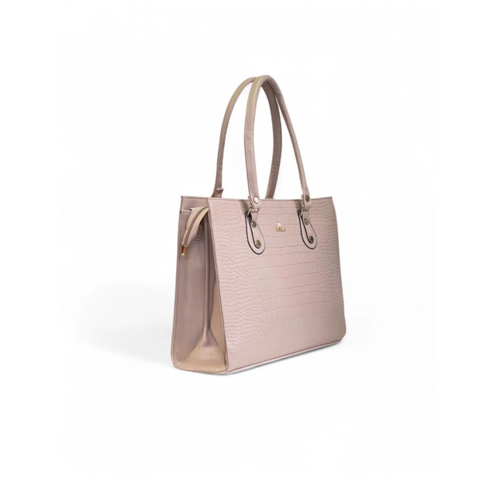 Women's Croco Shoulder Tote Bag — Beige