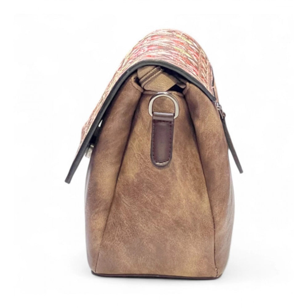 Women's Floral Embroidered Crossbody Sling Bag — Brown · 2790