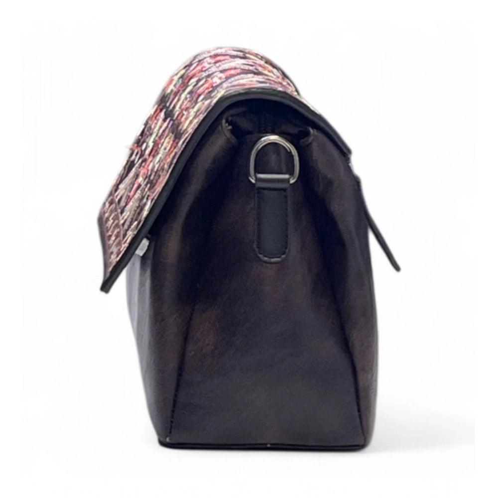 Women's Floral Embroidered Crossbody Sling Bag — Coffee · 2791