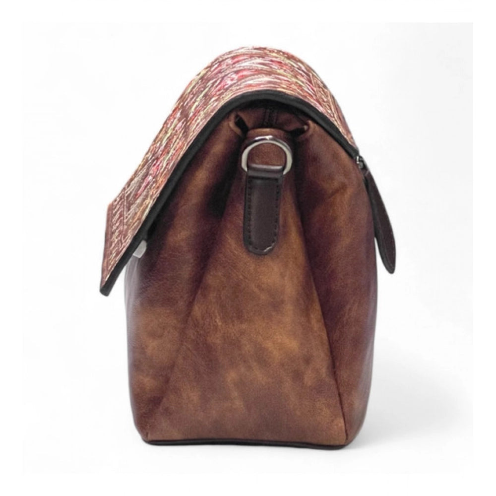 Women's Floral Embroidered Crossbody Sling Bag — Dark Brown · 2792