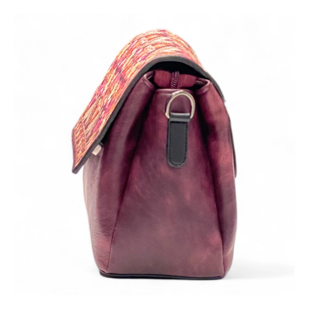 Women's Floral Embroidered Crossbody Sling Bag — Red · 2795