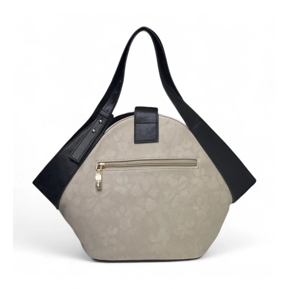 Women's Floral Printed Hexagonal Satchel Handbag — White