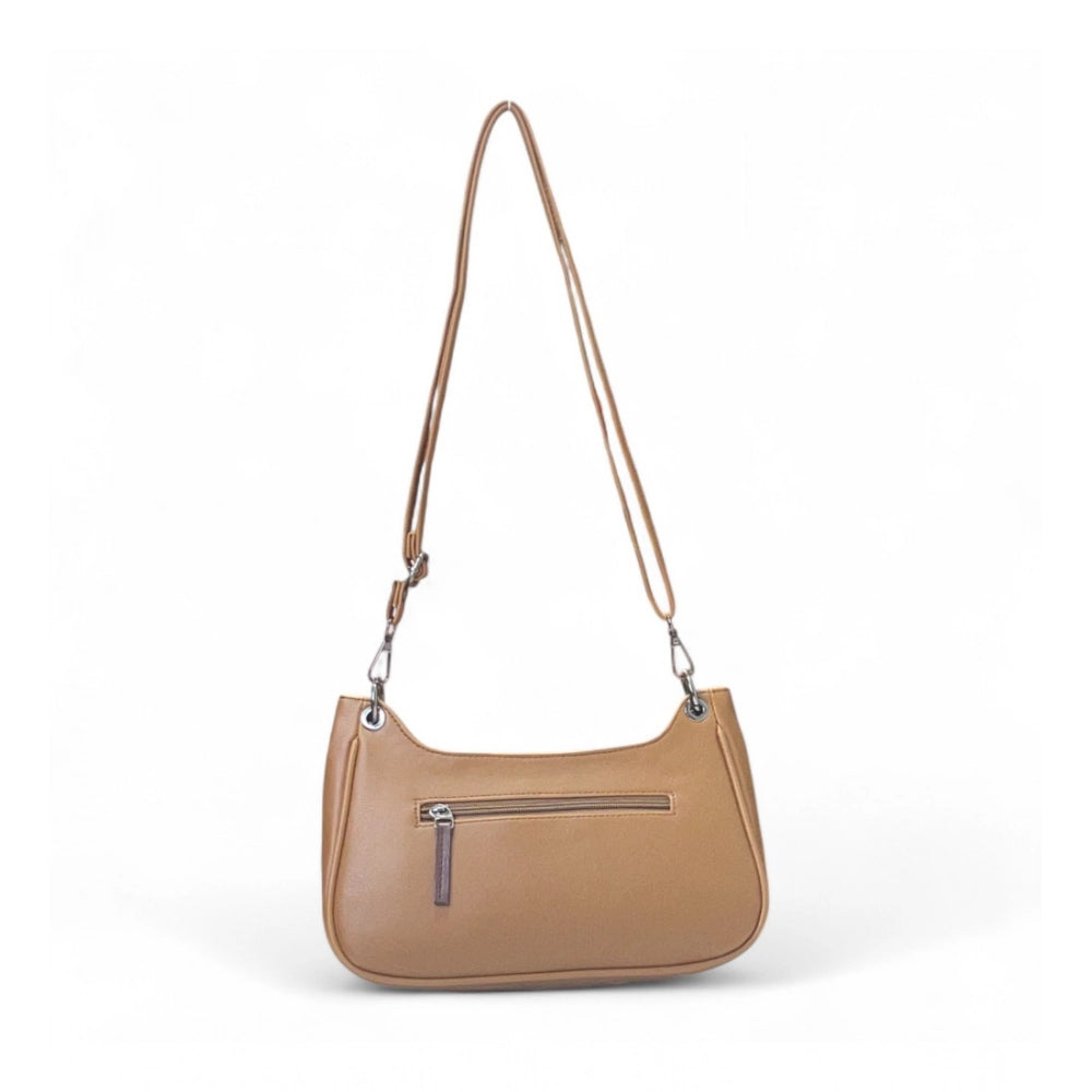 Women's Floral Embroidered Crossbody Sling Bag — Tan · 2827