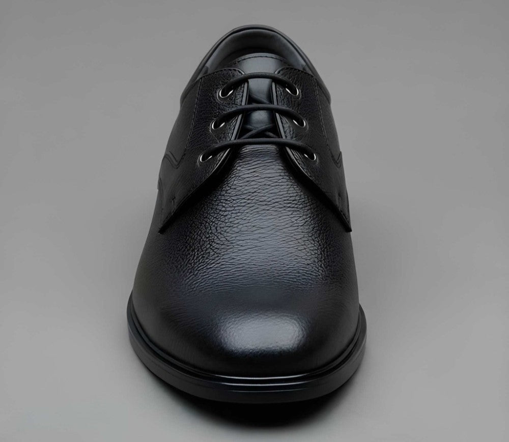 Men's Synthetic Leather Solid Lace-Up Formal Shoes — Black · 67986