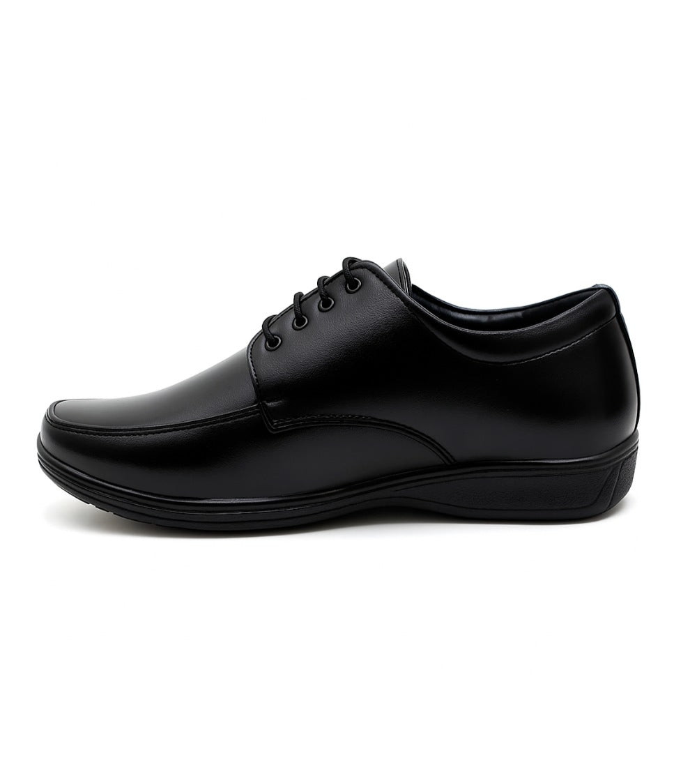 Men's Synthetic Leather Solid Lace-Up Formal Shoes — Black · 67988