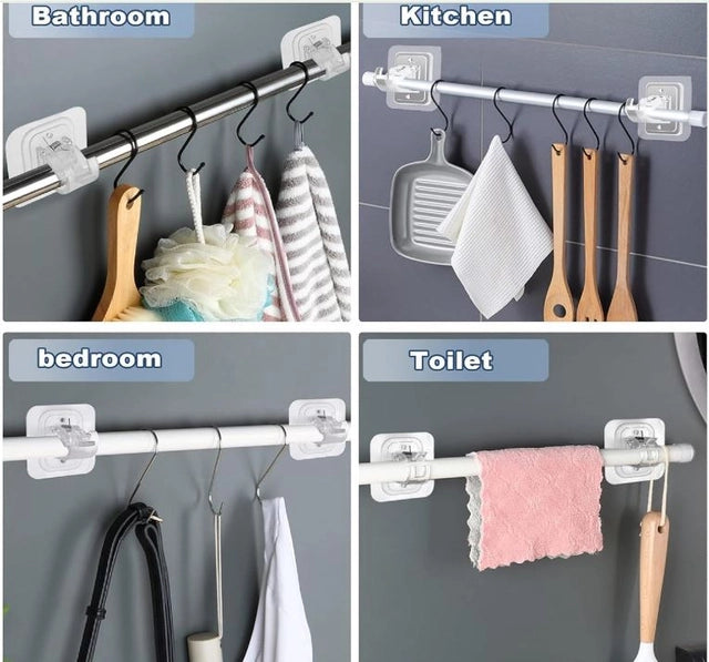 Self Adhesive Curtain Rod Holder Without Drill · Pack of 4