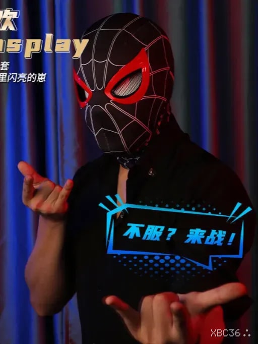 LED Miles Morales Spider-Man Mask with Remote Control – Stealth Suit Edition
