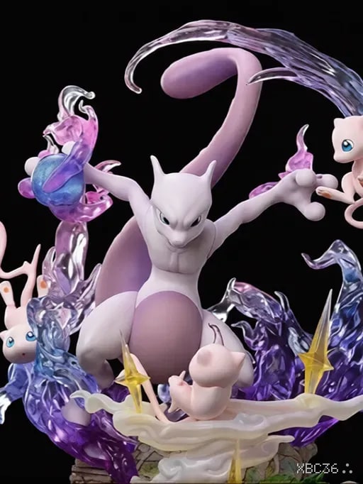 Pokemon Mewtwo & Mew PVC Statue – Psychic Energy Collector Figure