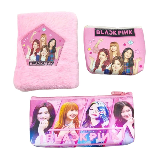 3 In 1 Black Pink Bts Stationery Set AllQwik