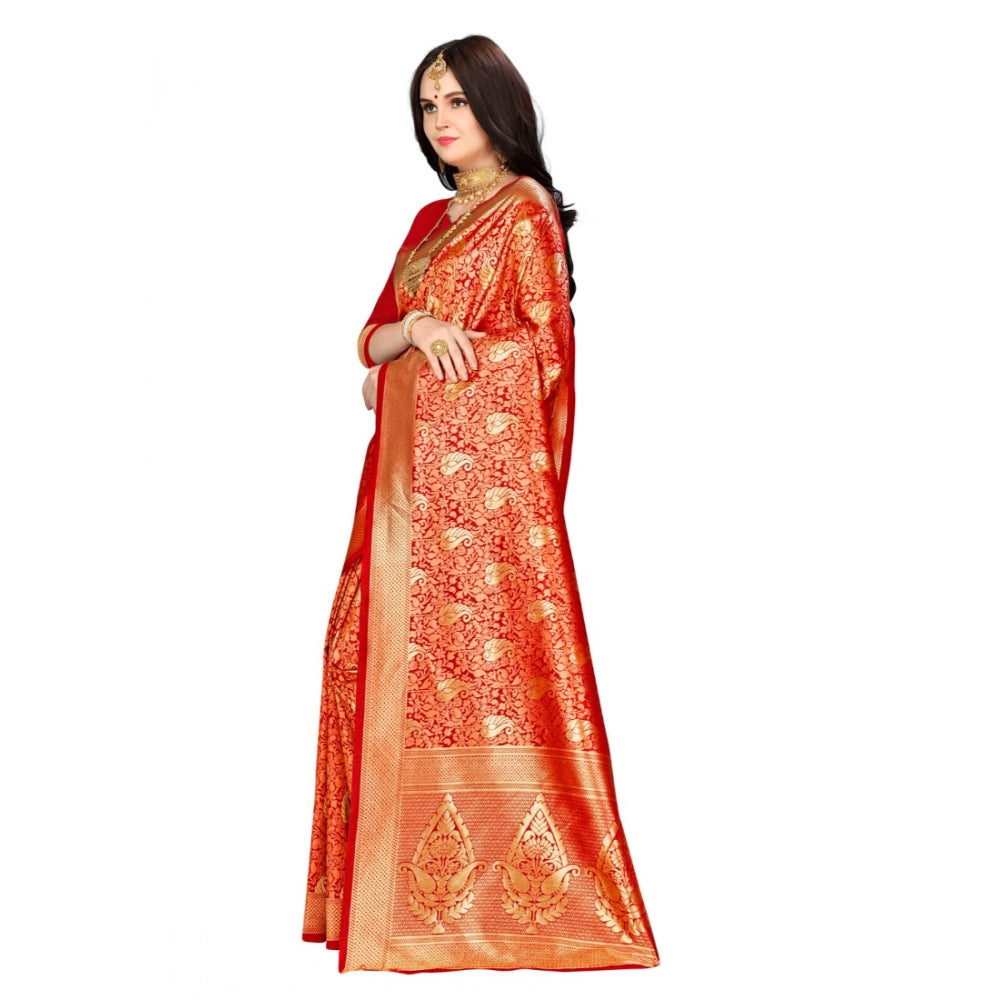 Women's Banarasi Silk Saree — Red · 036E