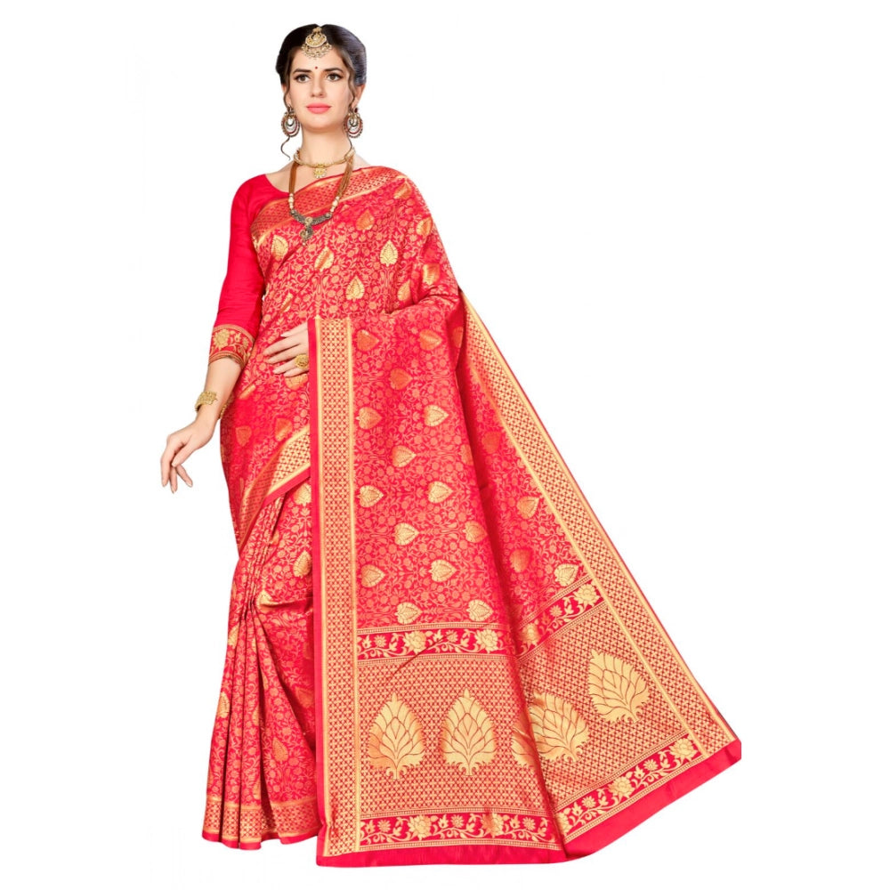 Women's Banarasi Silk Saree — Red · 039E