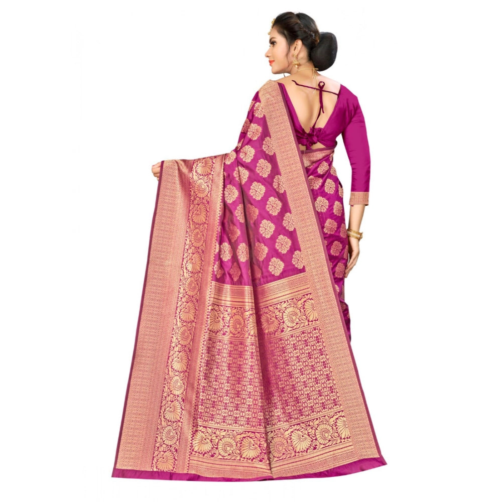 Women's Banarasi Silk Saree — Wine · 041D