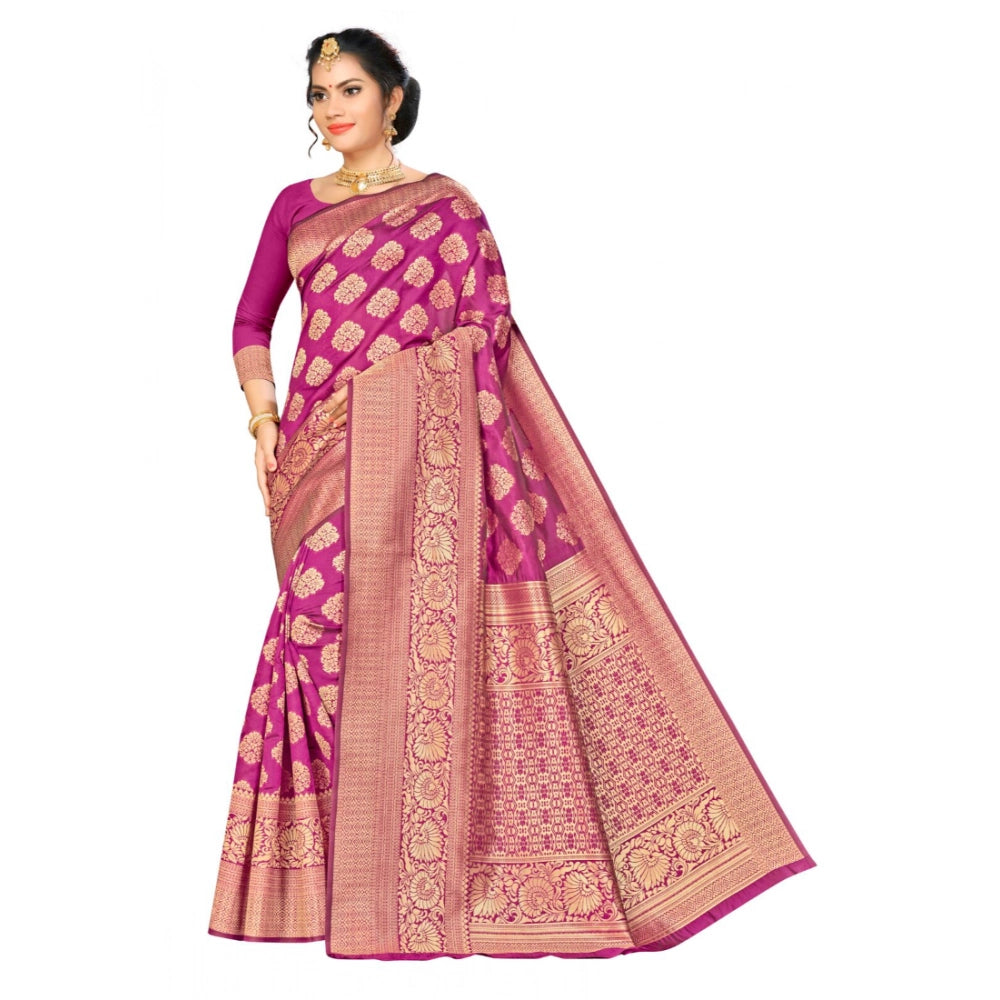 Women's Banarasi Silk Saree — Wine · 041D
