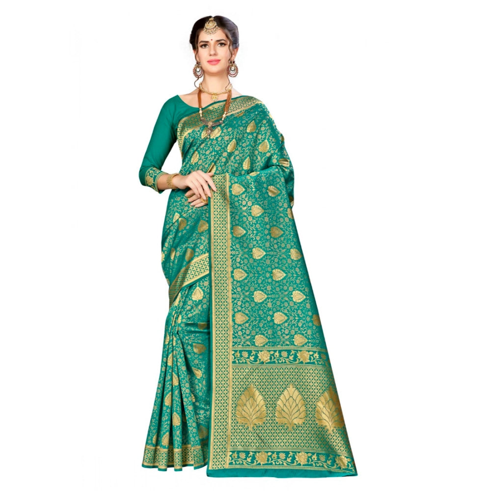 Women's Banarasi Silk Saree — Green · 039B