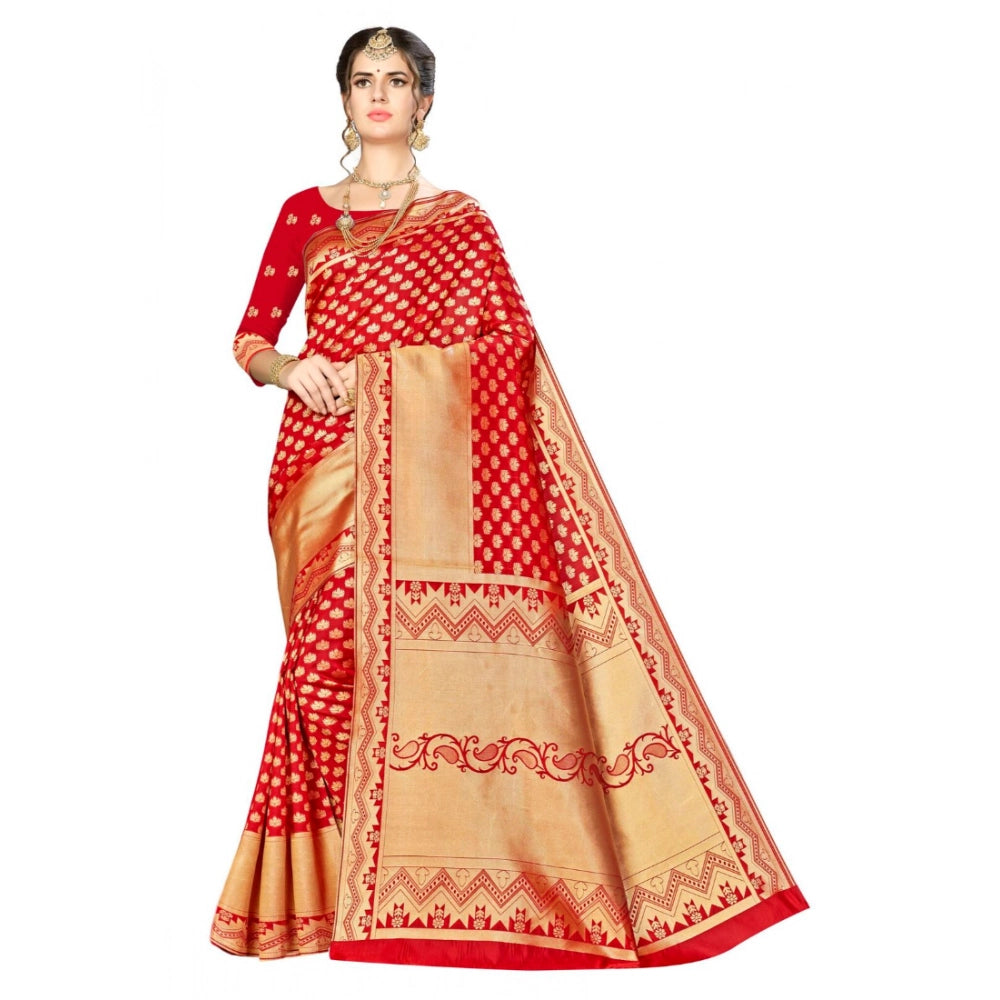 Women's Banarasi Silk Saree — Red · 044C