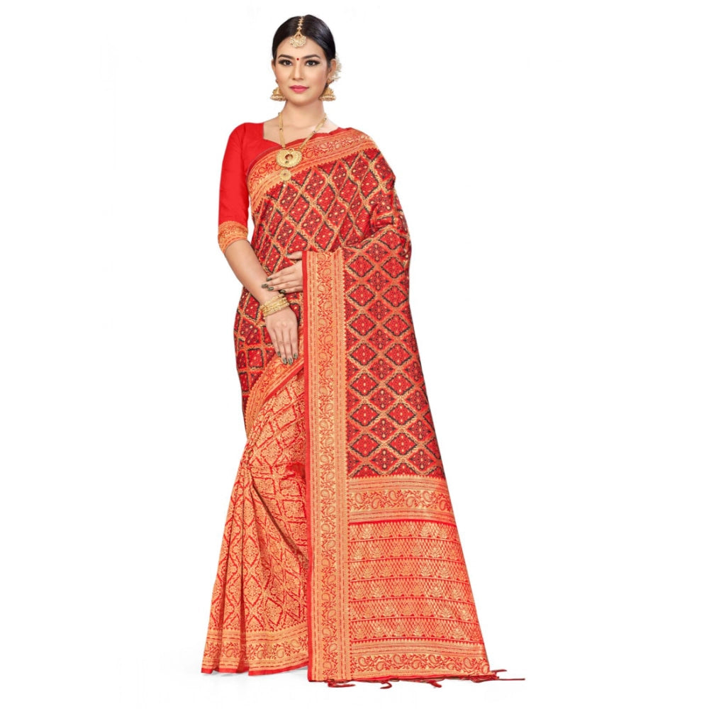 Women's Banarasi Silk Saree — Red · 513A