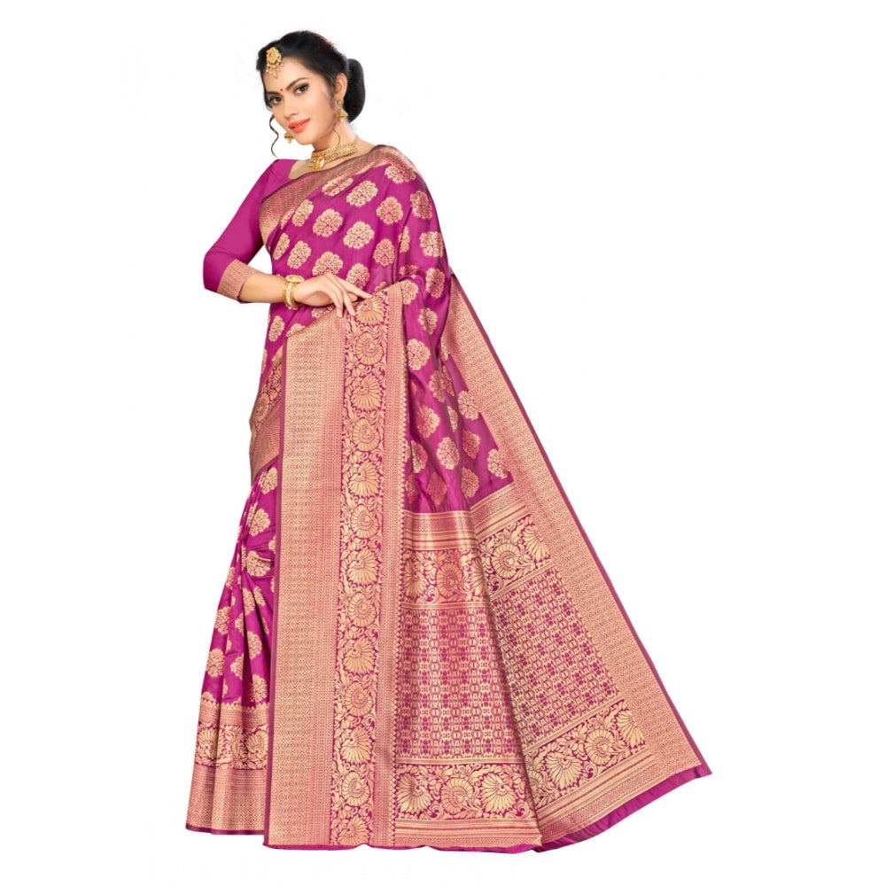 Women's Banarasi Silk Saree — Wine · 041D