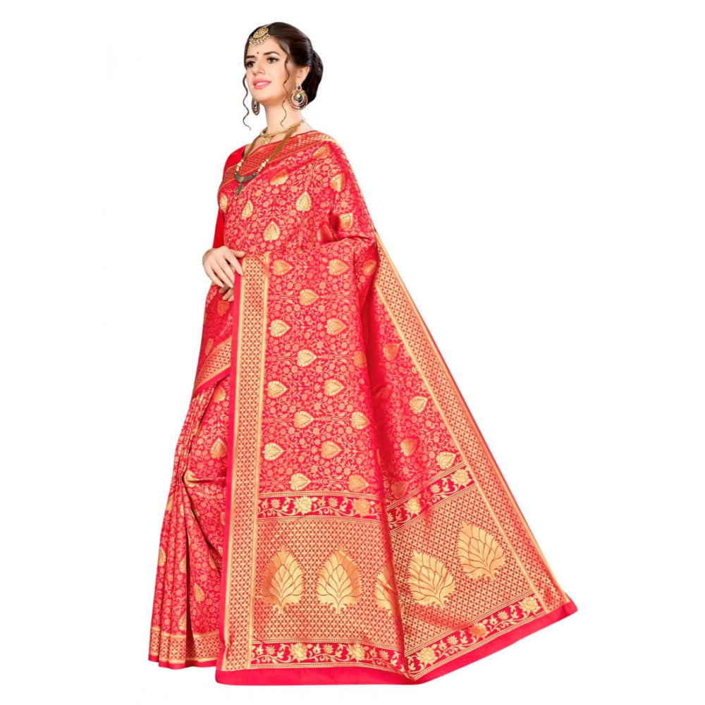 Women's Banarasi Silk Saree — Red · 039E